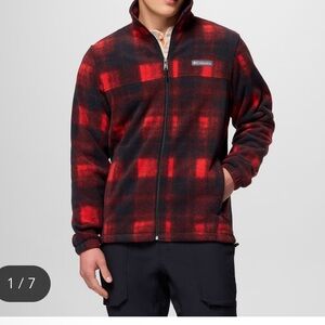 NWT Columbia Steens Mountain Men's Red Black Fleece Jacket Sz M $50